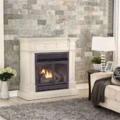 Dual Fuel Ventless Gas Fireplace - 32,000 BTU, T-Stat Control, Antique White Finish -Fire Place Store white duluth forge gas fireplaces 170123 31 1000