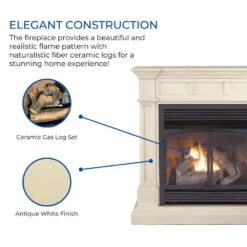 Dual Fuel Ventless Gas Fireplace - 32,000 BTU, T-Stat Control, Antique White Finish -Fire Place Store white duluth forge gas fireplaces 170123 4f 1000