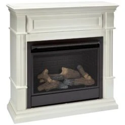 Dual Fuel Ventless Gas Fireplace - 26,000 BTU, T-Stat Control, Antique White Finish -Fire Place Store white duluth forge gas fireplaces 170130 66 1000