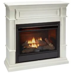 Dual Fuel Ventless Gas Fireplace - 26,000 BTU, T-Stat Control, Antique White Finish -Fire Place Store white duluth forge gas fireplaces 170130 76 1000