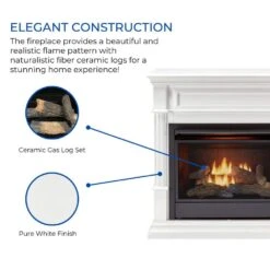 Dual Fuel Ventless Gas Fireplace - 26,000 BTU, T-Stat Control, Antique White Finish -Fire Place Store white duluth forge gas fireplaces 170130 c3 1000