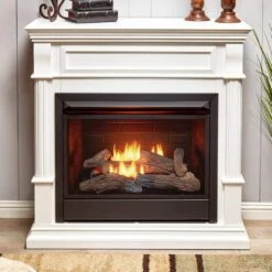 Dual Fuel Ventless Gas Fireplace - 26,000 BTU, T-Stat Control, Antique White Finish -Fire Place Store white duluth forge gas fireplaces 170130 d4 1000