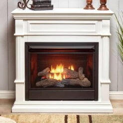26,000 BTU Vent Free Propane Gas Fireplace System And White Mantel With Thermostat 15 26,000 BTU Vent Free Propane Gas Fireplace System And White Mantel With Thermostat -Fire Place Store white duluth forge gas fireplaces 170602 31 1000