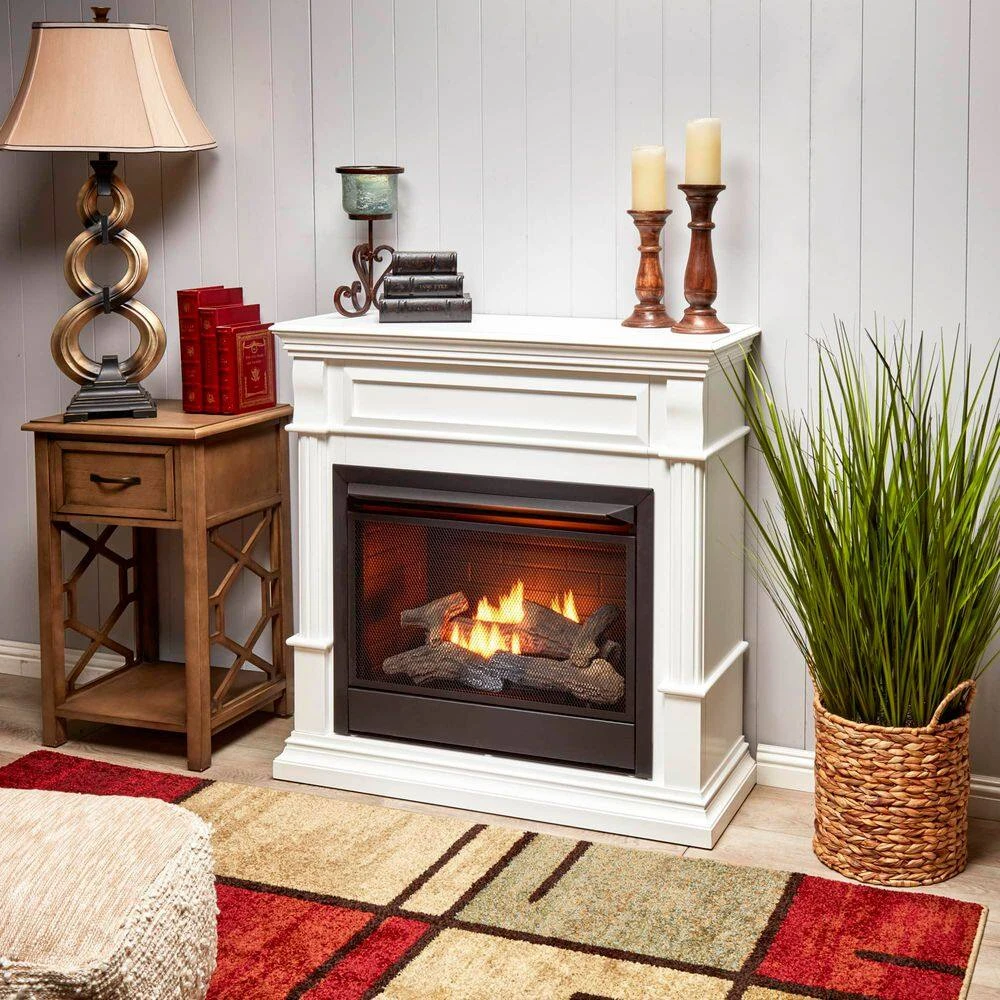 26,000 BTU Vent Free Propane Gas Fireplace System And White Mantel With Thermostat 5 26,000 BTU Vent Free Propane Gas Fireplace System And White Mantel With Thermostat - Image 5