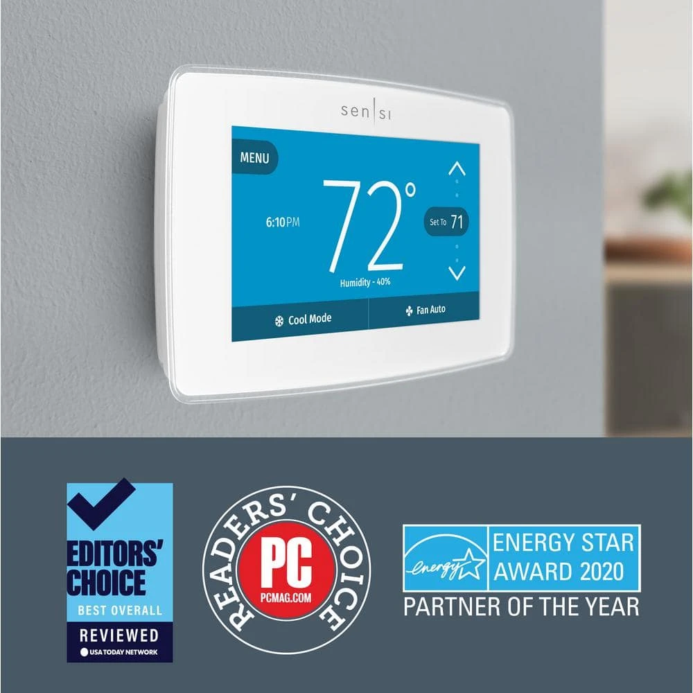 Emerson Sensi Touch 7-day Programmable Wi-Fi Smart Thermostat With Touchscreen Color Display, C-wire Required - White 15 Emerson Sensi Touch 7-day Programmable Wi-Fi Smart Thermostat With Touchscreen Color Display, C-wire Required - White - Image 15