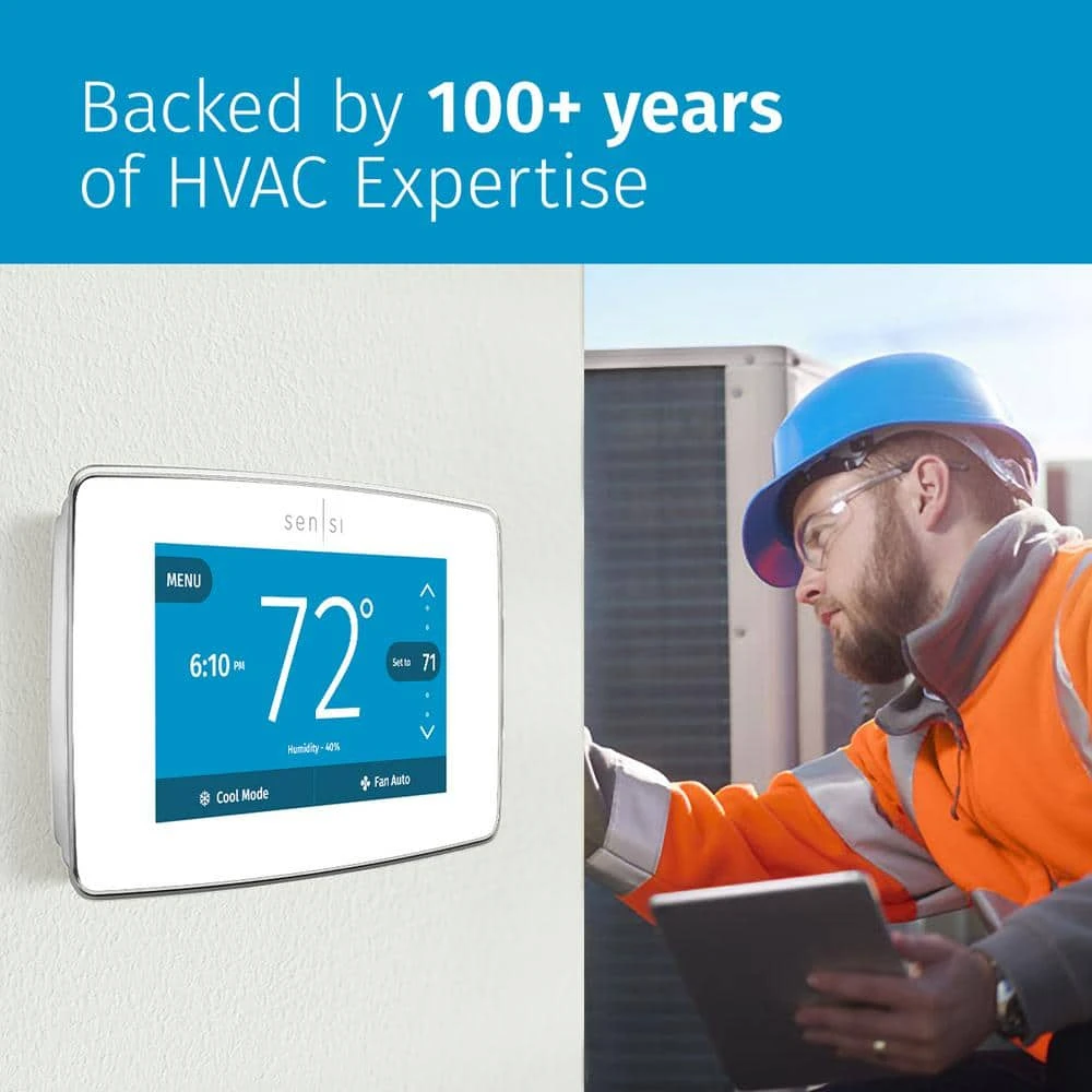 Emerson Sensi Touch 7-day Programmable Wi-Fi Smart Thermostat With Touchscreen Color Display, C-wire Required - White 12 Emerson Sensi Touch 7-day Programmable Wi-Fi Smart Thermostat With Touchscreen Color Display, C-wire Required - White - Image 12