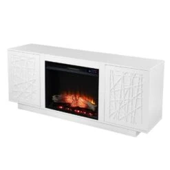 Southern Enterprises Luke 60 In. Electric Media Fireplace In White -Fire Place Store white finish southern enterprises freestanding electric fireplaces hd212845 1f 1000