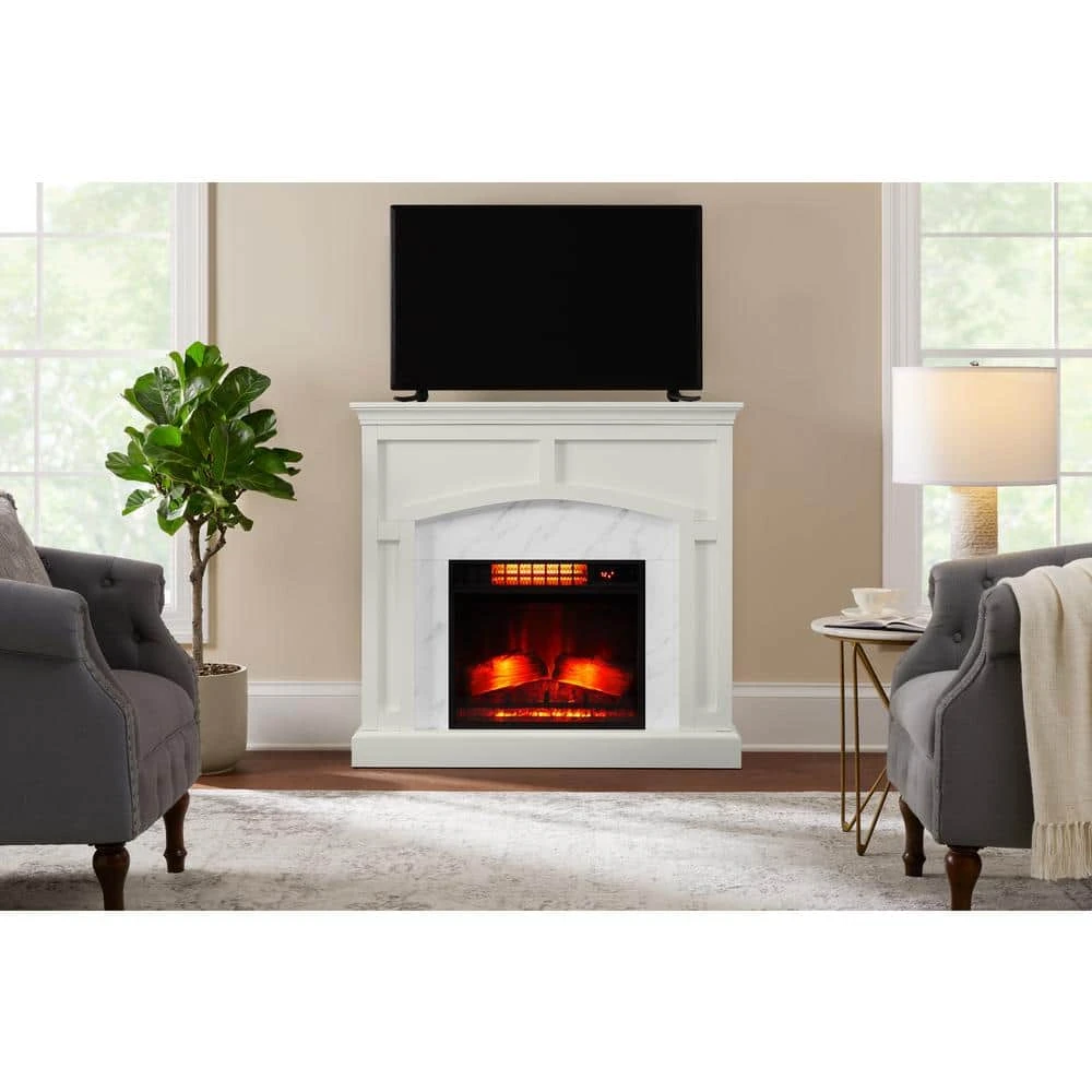 Fallston 45 In. Infrared Wall Mantel Electric Fireplace In White With Cool Glow Insert And Reversible Surround 1 Fallston 45 In. Infrared Wall Mantel Electric Fireplace In White With Cool Glow Insert And Reversible Surround
