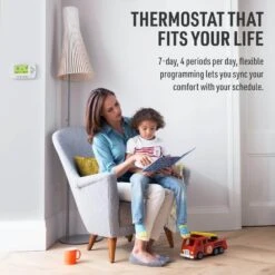 Smart Wi-Fi 7-Day Programmable Thermostat With Digital Backlit Display, Compatible With Alexa/Google Assistant 16 Smart Wi-Fi 7-Day Programmable Thermostat With Digital Backlit Display, Compatible With Alexa/Google Assistant -Fire Place Store white honeywell home programmable thermostats rth6580wf 66 1000