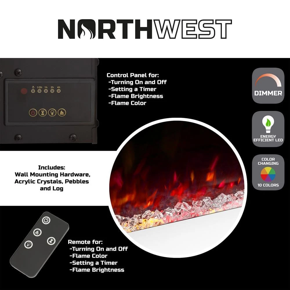 36 In. Color Changing LED Electric Fireplace In White 3 36 In. Color Changing LED Electric Fireplace In White - Image 3