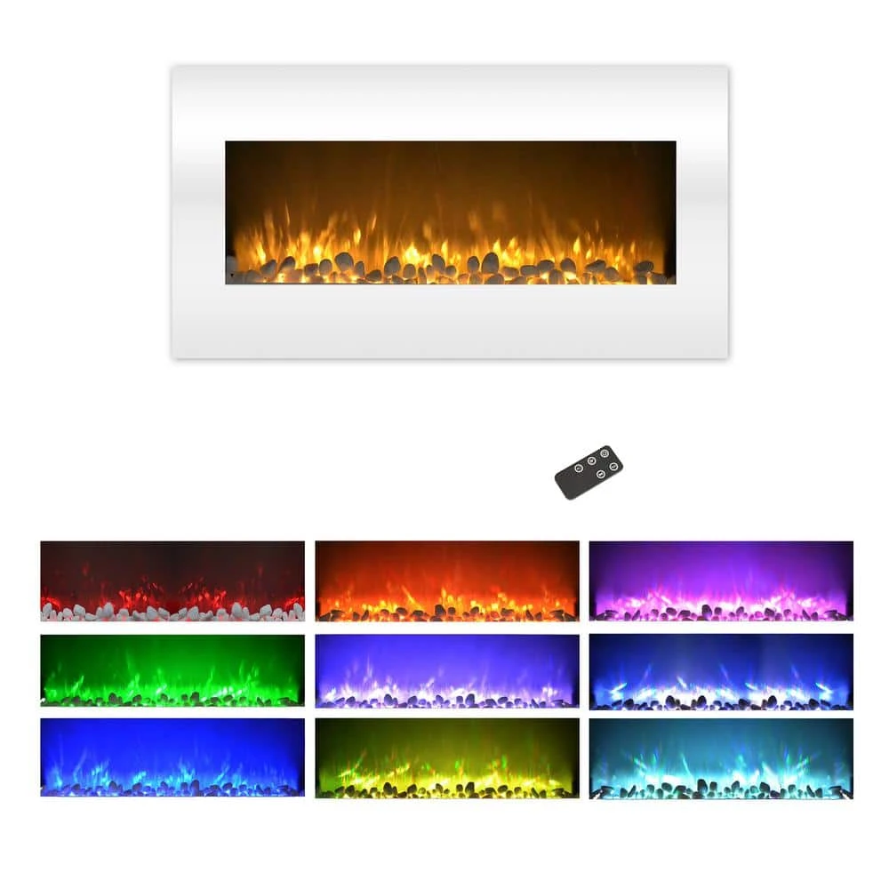 36 In. Color Changing LED Electric Fireplace In White 2 36 In. Color Changing LED Electric Fireplace In White - Image 2