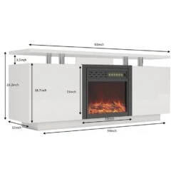 63 In. Freestanding Morden TV Stand With Electric Fireplace Insert, Flame Color Changes, Overheating Protection, Timer -Fire Place Store white toolcat fireplace tv stands mgg70 54 eh 1d 1000