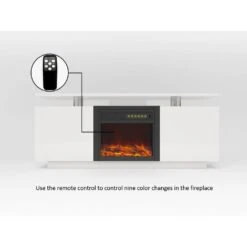 63 In. Freestanding Morden TV Stand With Electric Fireplace Insert, Flame Color Changes, Overheating Protection, Timer -Fire Place Store white toolcat fireplace tv stands mgg70 54 eh 66 1000
