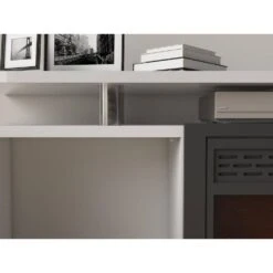 63 In. Freestanding Morden TV Stand With Electric Fireplace Insert, Flame Color Changes, Overheating Protection, Timer -Fire Place Store white toolcat fireplace tv stands mgg70 54 eh 76 1000