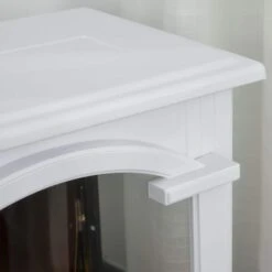 16.5 In. Freestanding Electric Fireplace Stove,750W/1500W Stove W/ Realistic LED Flames And Overheating Protection,White -Fire Place Store white toolcat freestanding electric fireplaces mgg70 5 eh 4f 1000