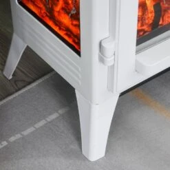 16.5 In. Freestanding Electric Fireplace Stove,750W/1500W Stove W/ Realistic LED Flames And Overheating Protection,White -Fire Place Store white toolcat freestanding electric fireplaces mgg70 5 eh c3 1000