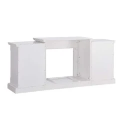 Southern Enterprises Nassau 71.75 In. W Faux Stone Electric Fireplace With Bookcases In White -Fire Place Store white w white faux stone southern enterprises freestanding electric fireplaces hd605937 44 1000