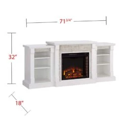 Southern Enterprises Nassau 71.75 In. W Faux Stone Electric Fireplace With Bookcases In White -Fire Place Store white w white faux stone southern enterprises freestanding electric fireplaces hd605937 76 1000