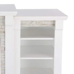 Southern Enterprises Nassau 71.75 In. W Faux Stone Electric Fireplace With Bookcases In White -Fire Place Store white w white faux stone southern enterprises freestanding electric fireplaces hd605937 fa 1000