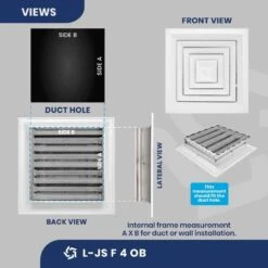 12 In. X 12 In. 4-Way Aluminum Ceiling Diffuser With Fixed Central Panel In White -Fire Place Store whites aclaminaire registers grilles l jsf 4ob 12x12 4f 1000