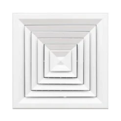 12 In. X 12 In. 4-Way Aluminum Ceiling Diffuser With Fixed Central Panel In White
