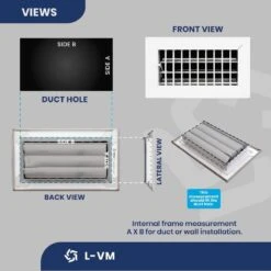 6 In. X 4 In. Aluminum Adjustable Wall Register In White 5 6 In. X 4 In. Aluminum Adjustable Wall Register In White -Fire Place Store whites aclaminaire registers grilles l v m 6x4 4f 1000