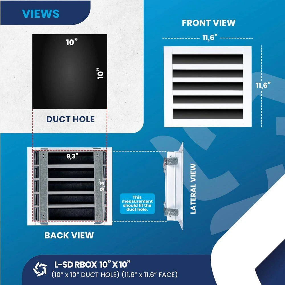 10 In. X 10 In. Aluminum Wall And Ceiling Linear Slot Diffuser In White 2 10 In. X 10 In. Aluminum Wall And Ceiling Linear Slot Diffuser In White - Image 2