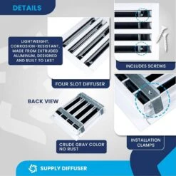 10 In. X 8 In. Aluminum Wall And Ceiling Linear Slot Diffuser In White -Fire Place Store whites aclaminaire registers grilles lsdrbox 10x8 4f 1000
