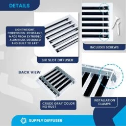 12 In. X 12 In. Aluminum Wall And Ceiling Linear Slot Diffuser In White 6 12 In. X 12 In. Aluminum Wall And Ceiling Linear Slot Diffuser In White -Fire Place Store whites aclaminaire registers grilles lsdrbox 12x12 4f 1000