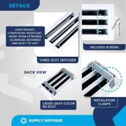 12 In. X 6 In. Aluminum Wall And Ceiling Linear Slot Diffuser In White -Fire Place Store whites aclaminaire registers grilles lsdrbox 12x6 4f 1000