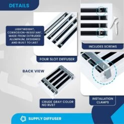 12 In. X 8 In. Aluminum Wall And Ceiling Linear Slot Diffuser In White -Fire Place Store whites aclaminaire registers grilles lsdrbox 12x8 4f 1000