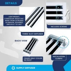 18 In. X 6 In. Aluminum Wall And Ceiling Linear Slot Diffuser In White -Fire Place Store whites aclaminaire registers grilles lsdrbox 18x6 1f 1000