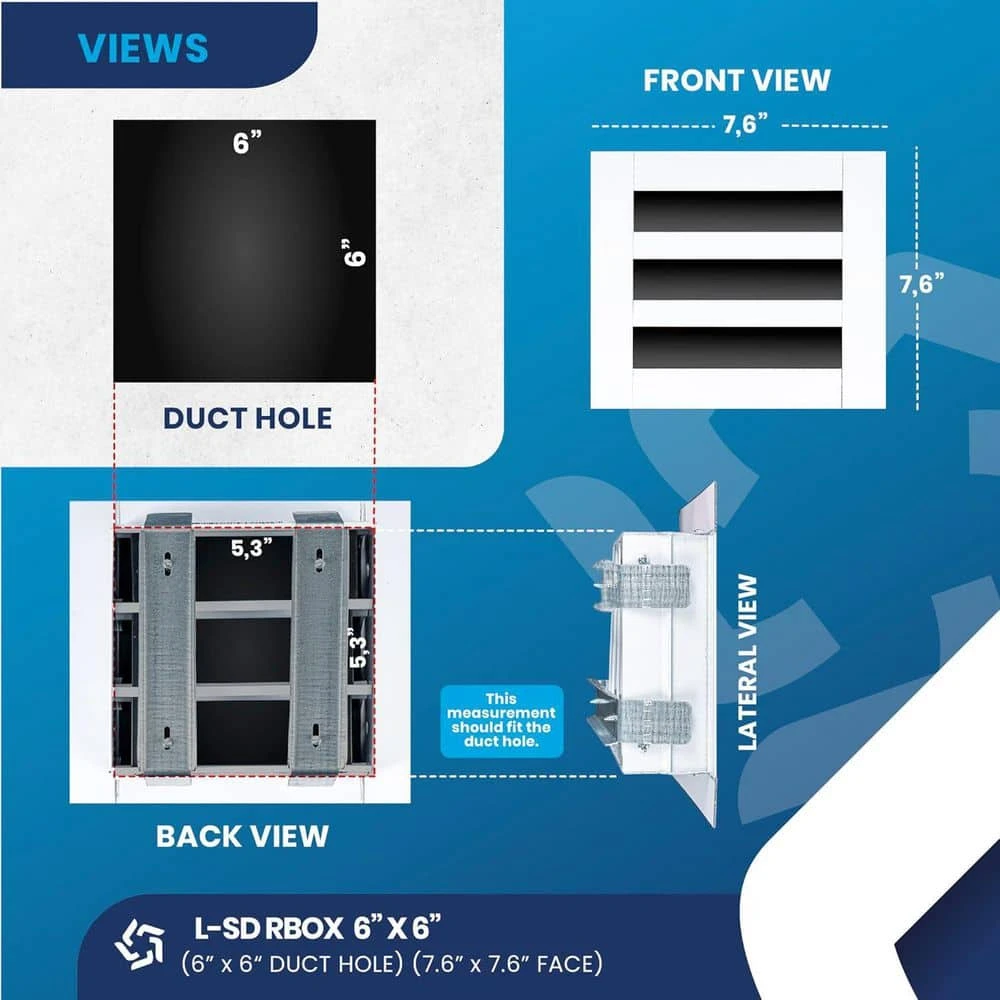 6 In. X 6 In. Alumininum Wall And Ceiling Linear Slot Diffuser In White 2 6 In. X 6 In. Alumininum Wall And Ceiling Linear Slot Diffuser In White - Image 2