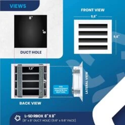 8 In. X 8 In. Aluminum Wall And Ceiling Linear Slot Diffuser In White 5 8 In. X 8 In. Aluminum Wall And Ceiling Linear Slot Diffuser In White -Fire Place Store whites aclaminaire registers grilles lsdrbox 8x8 c3 1000