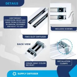 8 In. X 4 In. Aluminum Wall And Ceiling Linear Slot Diffuser In White 6 8 In. X 4 In. Aluminum Wall And Ceiling Linear Slot Diffuser In White -Fire Place Store whites aclaminaire registers grilles lsdrbox8x4 4f 1000