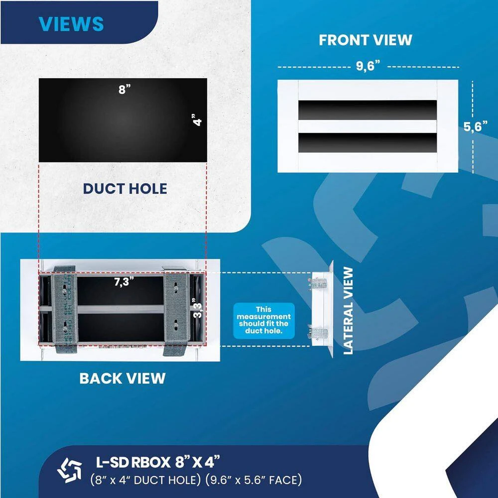 8 In. X 4 In. Aluminum Wall And Ceiling Linear Slot Diffuser In White 2 8 In. X 4 In. Aluminum Wall And Ceiling Linear Slot Diffuser In White - Image 2