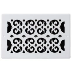 10 In. X 6 In. White Steel Scroll Wall And Ceiling Register 8 10 In. X 6 In. White Steel Scroll Wall And Ceiling Register -Fire Place Store whites decor grates registers grilles s610w wh a0 1000