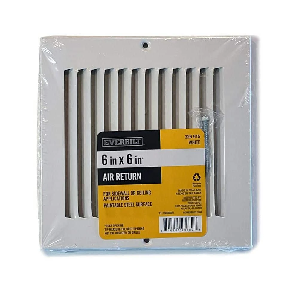 6 In. X 6 In. Steel Return Air Grille In White 3 6 In. X 6 In. Steel Return Air Grille In White - Image 3