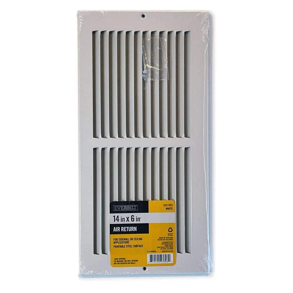 14 In. X 6 In. Steel Return Air Grille In White 3 14 In. X 6 In. Steel Return Air Grille In White - Image 3