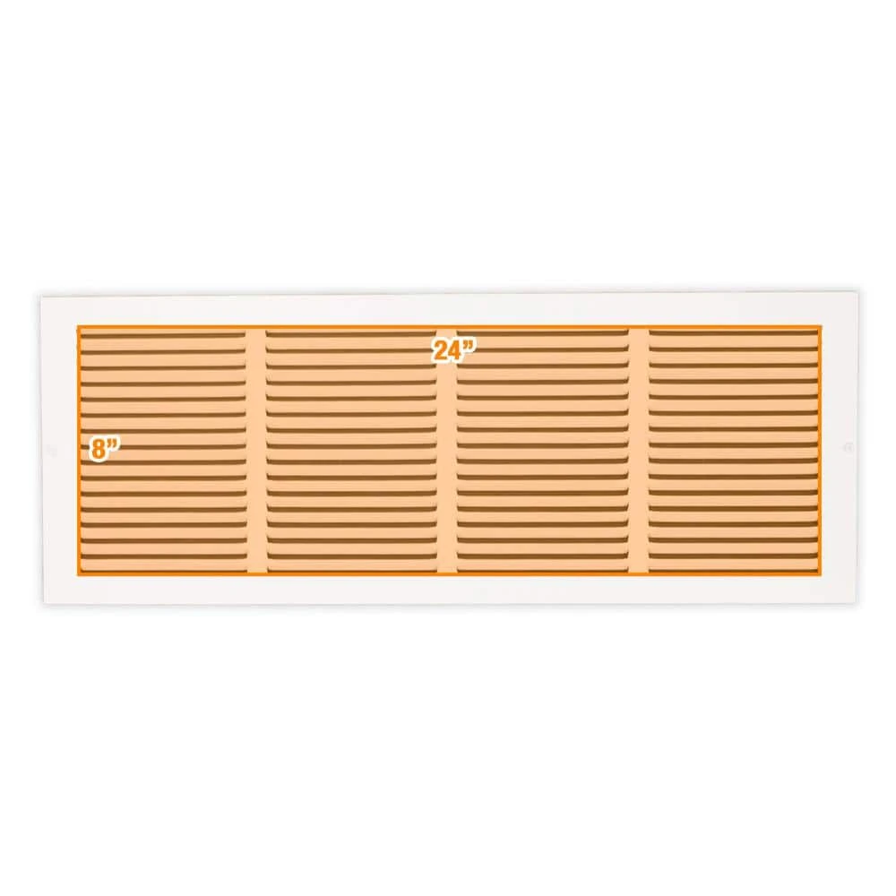 24 In. X 8 In. Steel Return Air Grille In White 2 24 In. X 8 In. Steel Return Air Grille In White - Image 2