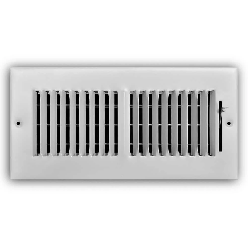 10 In. X 4 In. 2-Way Steel Wall/Ceiling Register In White 1 10 In. X 4 In. 2-Way Steel Wall/Ceiling Register In White