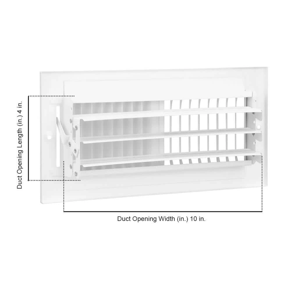 10 In. X 4 In. 2-Way Steel Wall/Ceiling Register In White 2 10 In. X 4 In. 2-Way Steel Wall/Ceiling Register In White - Image 2