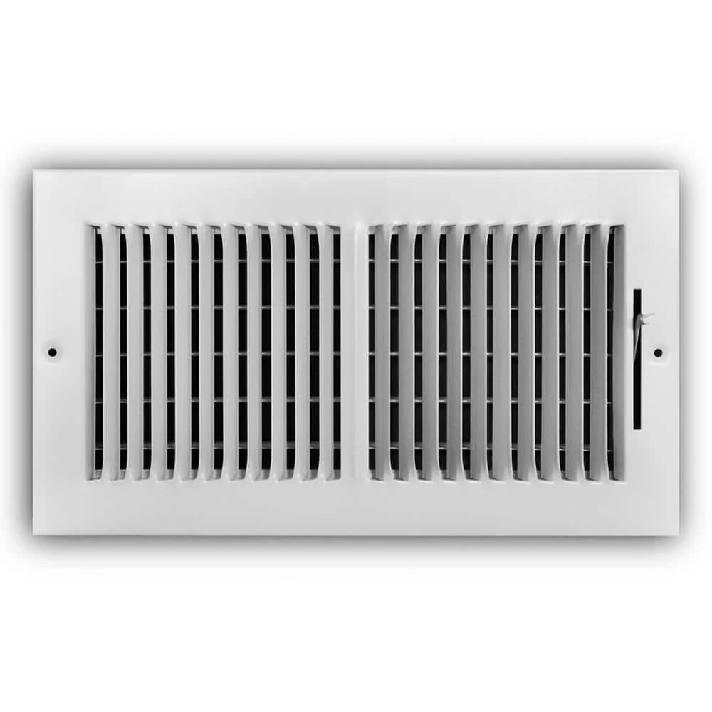 12 In. X 6 In. 2-Way Steel Wall/Ceiling Register In White 1 12 In. X 6 In. 2-Way Steel Wall/Ceiling Register In White