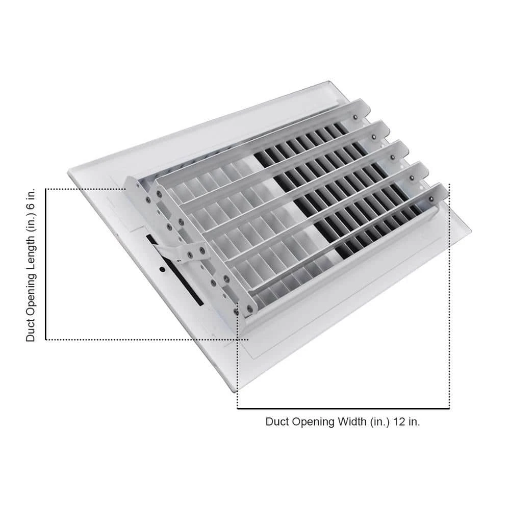 12 In. X 6 In. 2-Way Steel Wall/Ceiling Register In White 2 12 In. X 6 In. 2-Way Steel Wall/Ceiling Register In White - Image 2