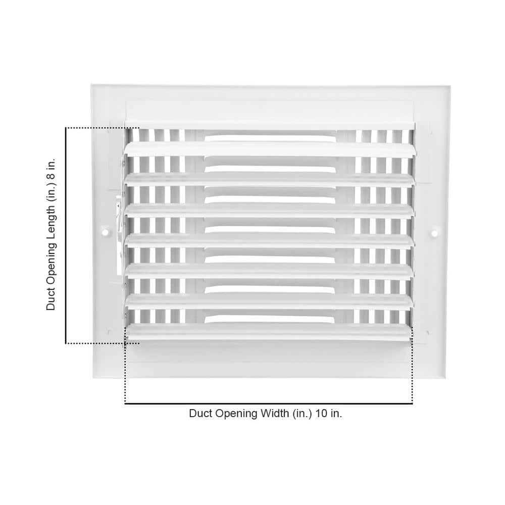 10 In. X 8 In. 3-Way Steel Wall/Ceiling Register In White 2 10 In. X 8 In. 3-Way Steel Wall/Ceiling Register In White - Image 2