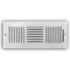 12 In. X 4 In. 3-Way Steel Wall/Ceiling Register In White