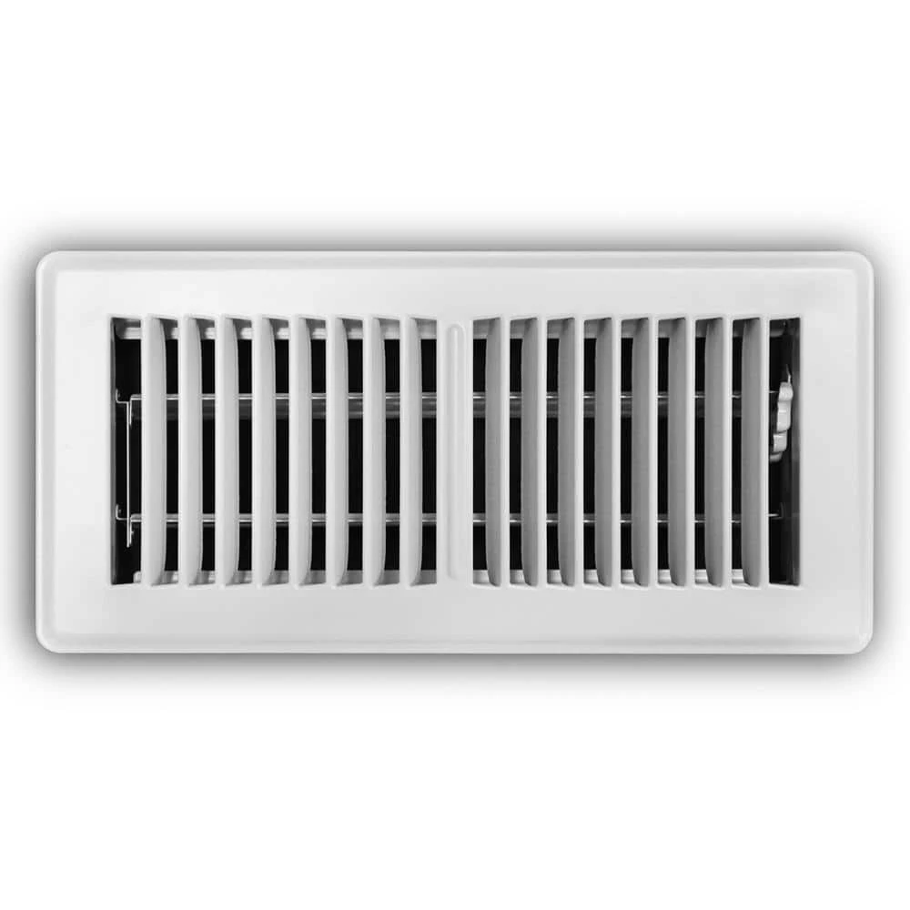4 In. X 10 In. 2-Way Steel Floor Register In White 1 4 In. X 10 In. 2-Way Steel Floor Register In White