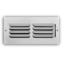 10 In. X 4 In. 1-Way Steel Fixed Curved Blade Wall/Ceiling Register In White