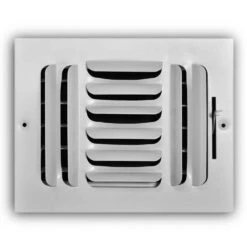 8 In. X 6 In. 3-Way Steel Fixed Curved Blade Wall/Ceiling Register In White