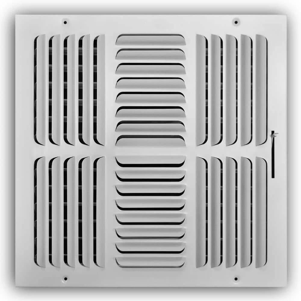 14 In. X 14 In. 4-Way Steel Fixed Curved Blade Wall/Ceiling Register In White 1 14 In. X 14 In. 4-Way Steel Fixed Curved Blade Wall/Ceiling Register In White